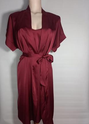 Роскошный шелковый женский бордовый халат для девушки el lukas...