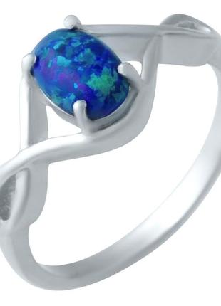 Серебряное кольцо с натуральным индонезийским синим опалом