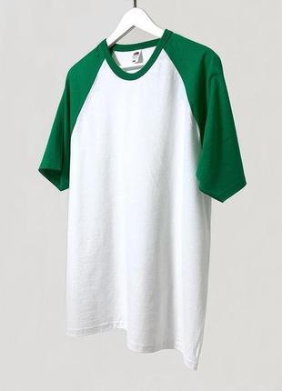 Двухколірна футболка білий/білі-зелений, оверсайз