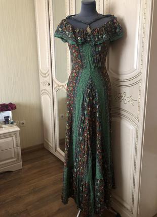 Винтаж! роскошное длинное платье сарафан в пол, рюши и оборки,...