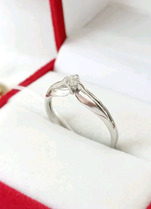 Золотое кольцо для помолвки с бриллиантом белое золото