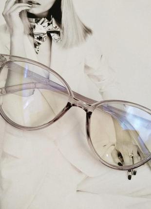 Имиджевые очки в стиле кошачий глаз в прозрачной оправе