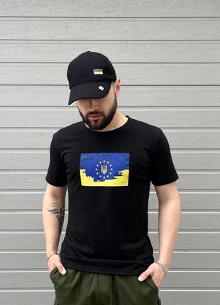 📌футболка з флагом ua та eu велик принт💯🇺🇦