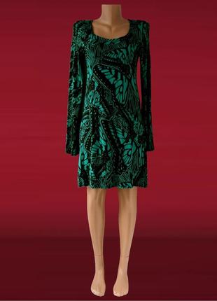 Брендовое вискозное платье "dorothy perkins" зеленое с бабочка...