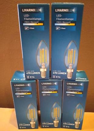 Cветодиодная led лампочка  2700к livarno lux е14. класс а+.  г...