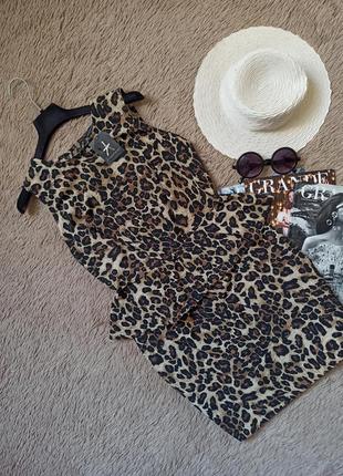 Шикарне плаття з воланом леопард/плаття/сукня