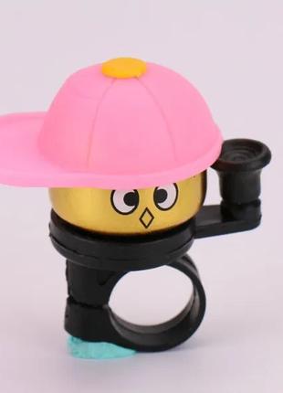 Звонок на детский велосипед чудик в розовой кепке