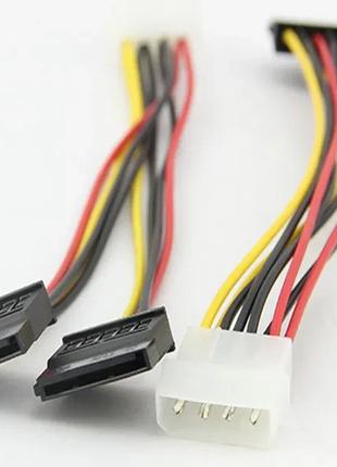 Переходник питания MOLEX IDE 4pin на 2x SATA 15pin адаптер кабель