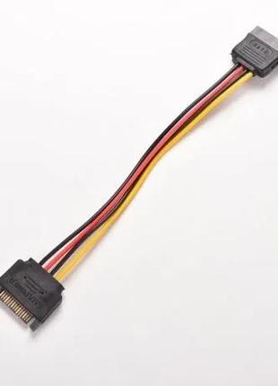 Перехідник подовжувач 20 см 15 pin SATA to SATA кабель живленн...