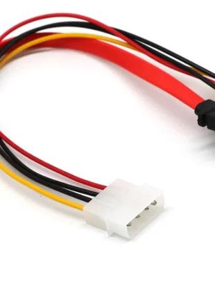 Кабель удлинитель 40см с molex->22-pin (7+15) SATA Male to Fem...