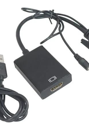 Конвертер адаптер з VGA на HDMI+аудіо 1080 VGA2HDMI перехідник...