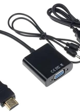 Конвертер перехідник HDMI->VGA USB-живлення +звук + кабель HDM...