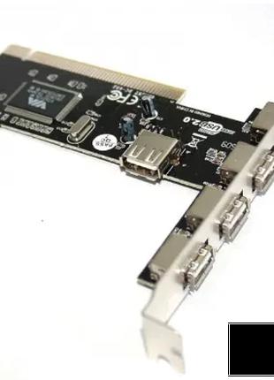 Контроллер PCI to 5шт USB2.0 (4ext. 1int) переходник плата рас...