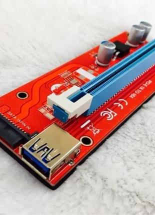 Райзер сата 007s красный 60см USB PCI-E 1-16 sata ОПТ