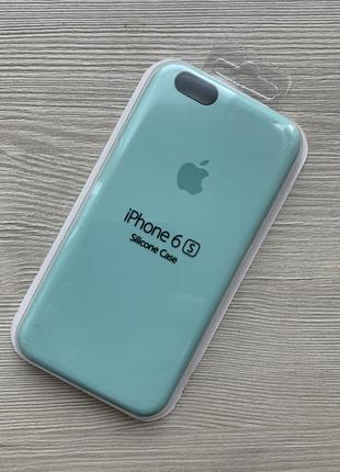 Блакитний силіконовый чохол для iphone 6 6S в упаковці + мікро...