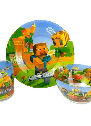 Набор детской стеклянной посуды " майнкрафт ( minecraft ) " из...