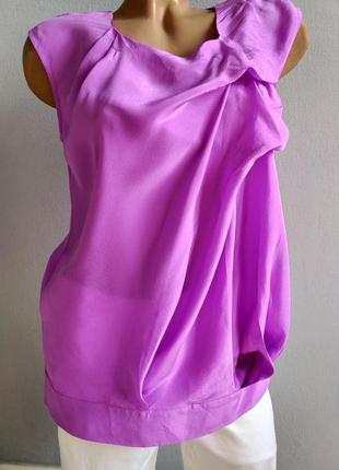 100% натуральный шелк, трендовая блуза цвета лаванды