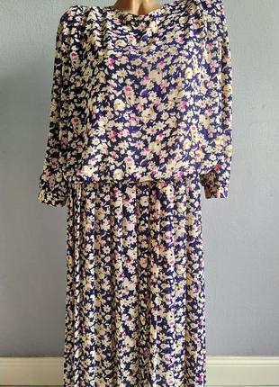 Винтажное платье, юбка плиссе, цветочный принт, bevkevtex