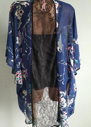 Накидка, блуза кимоно с кружевной спинкой