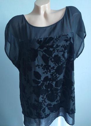 Блуза из панбархата в цветы, батал, большой размер*