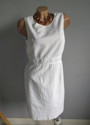 Белое платье футляр из льна, savoir