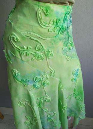 Sale!!! юбка шифоновая из клиньев, фисташковый цвет.