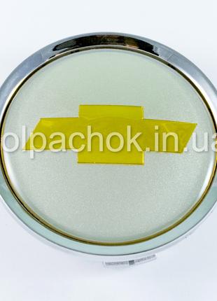 Колпачок на диски Chevrolet серебро/желтый лого (74мм)