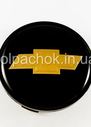 Колпачок на диски Chevrolet черный/золотой лого (65-68мм)
