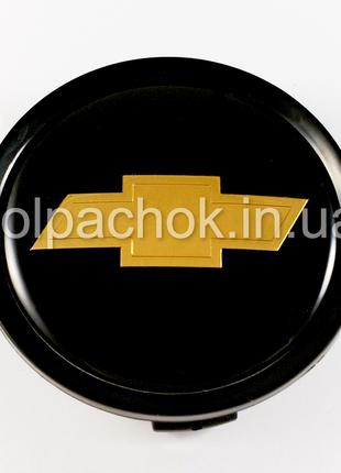 Колпачок на диски Chevrolet черный/золотой лого (74мм)