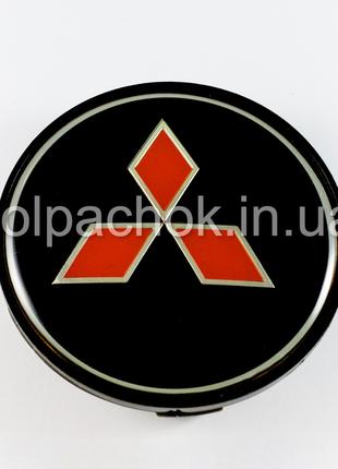 Колпачок на диски Mitsubishi черный/красный лого (65-68мм)