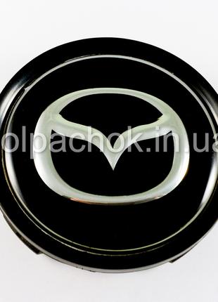 Колпачок на диски Mazda черный/хром лого (74мм)