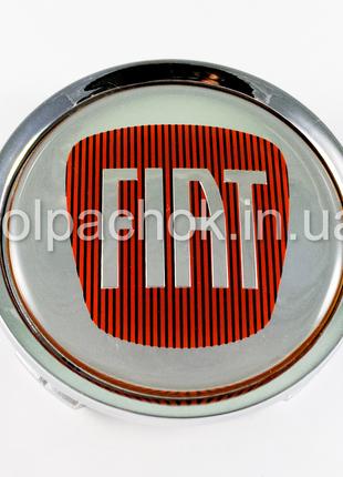 Колпачок на диски Fiat серебро/красный лого (74мм)
