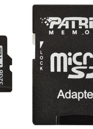 Флеш карта microSDHC 32Gb Patriot class 10 + адаптер (PSF32GMC...