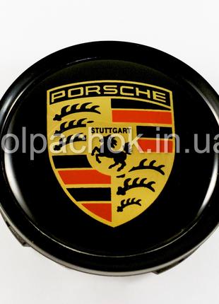 Колпачок на диски Porsche черный/цветной лого (74мм)