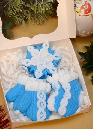 Набір мила новорічний. Сніжинка, рукавиці та шкарпетки