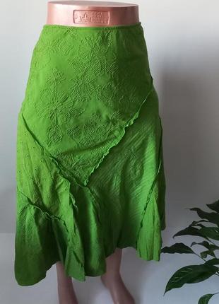 Зеленая летняя юбка миди 48 50  размер per una