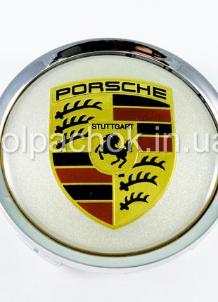 Колпачок на диски Porsche серебро/цветной лого (74мм)