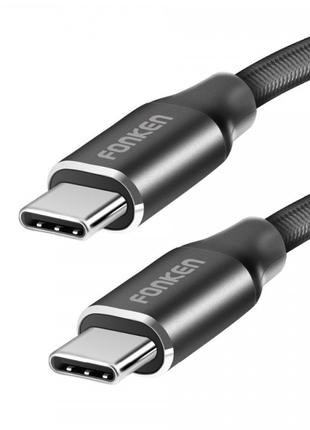 Кабель зарядный Fonken USB Type-C to Type-C PD кабель в нейлон...