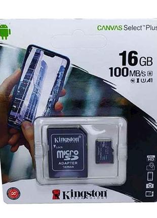 Карта памяті micro SDHC 16GB class 10 (з адаптером) ТМ Kingston