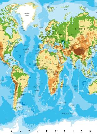 Фотошпалери флізелінові 375х250 см Географічна карта світу (MS...