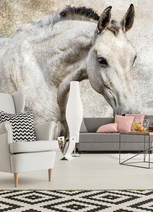 Фото шпалери 3D природа тварини 368x254 см Самотній сірий кінь...