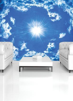 Фотообои флизелиновые на потолок 312x219 см Солнце и облака (2...