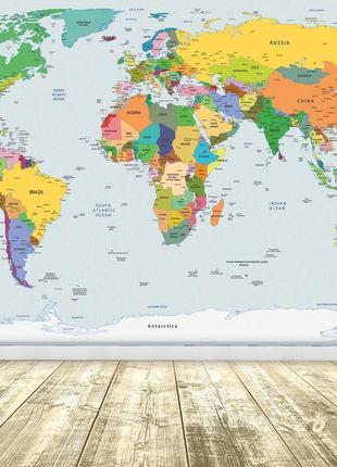 Флизелиновые фотообои карта мира 416х254см Политическая (2644V...