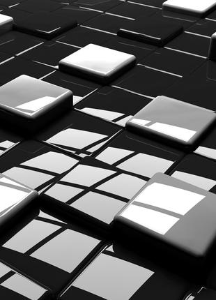 Фотообои флизелиновые 3D квадраты 416х254 см Черно-белые блест...