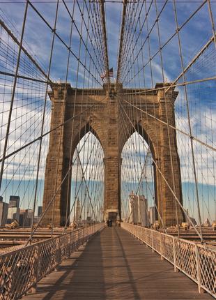 Фотообои флизелиновые 3D город Нью-Йорк 375х250 см Бруклинский...