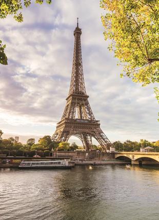 Фотообои флизелиновые 3D город Париж 225х250 см Эйфелева башня...