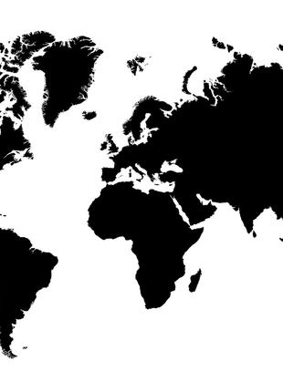 Фотообои флизелиновые 368x254 см Черно-белая карта мира (3604V...