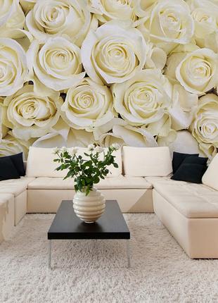 Фотообои флизелиновые 3D 254х184 см Цветы: белые розы (WM004V4...
