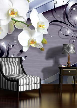 Флизелиновые 3D фотообои орхидеи 416x254 см Яркие цветы (2159V...