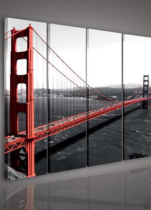 Модульная картина на холсте 3x30x80 см Мост: Золотые ворота (P...
